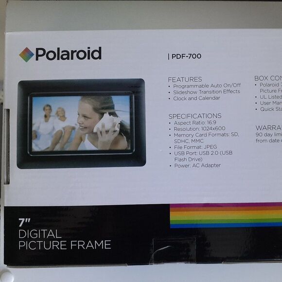 Polaroid 7" Hi Resolution Digital Frame Sreen Photo Black PDF - 700 Brand New - Picture 3 of 7